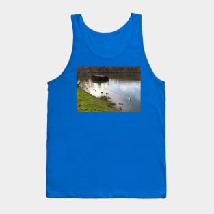 Ducks in a pond with a forest in the background Tank Top